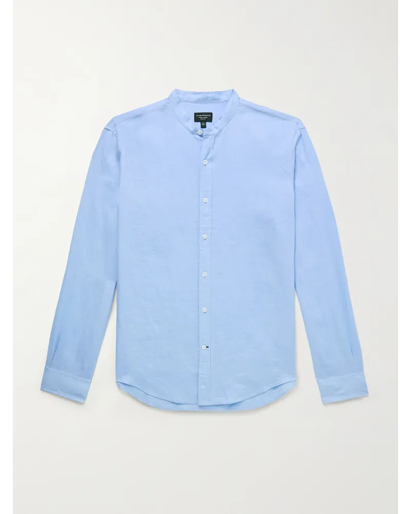 Club Monaco Camicia in lino con collo alla coreana Blu