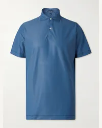 Peter Millar Polo da golf in mesh stretch a quadri Blu