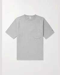 Snow Peak T-shirt in jersey di cotone con logo ricamato Grigio