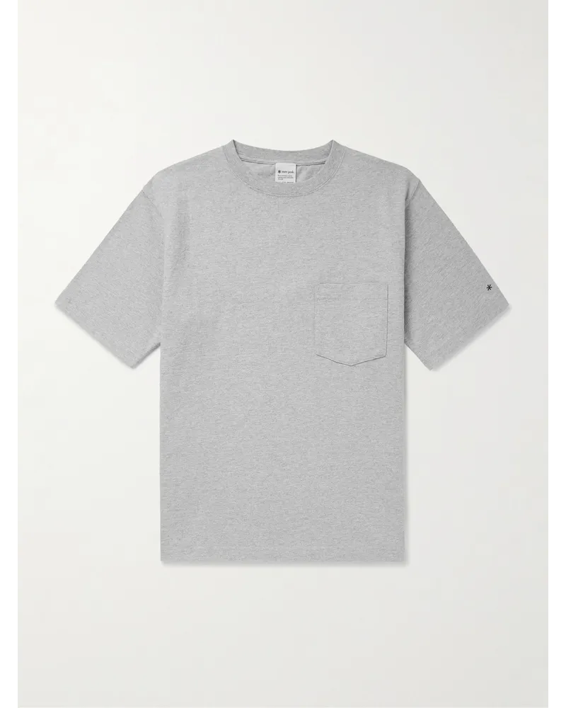 Snow Peak T-shirt in jersey di cotone con logo ricamato Grigio