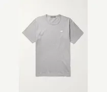 T-shirt in jersey di cotone mélange con logo applicato Nash