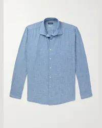 Peter Millar Camicia in chambray di cotone cimosato Blu