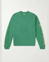 KAPITAL Pullover in lana a intarsio Verde