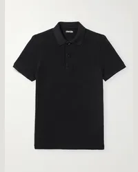 Tom Ford Polo slim-fit in cotone piqué tinta in capo Nero