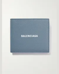 Balenciaga Portafoglio in pelle pieno fiore con logo Blu