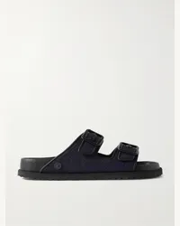 Birkenstock Sandali in rafia con finiture in pelle Arizona Nero