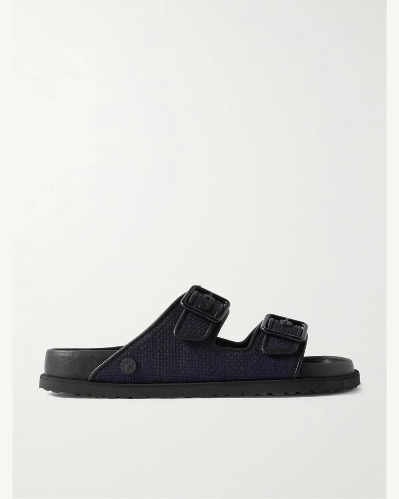 Birkenstock Sandali in rafia con finiture in pelle Arizona Nero