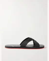 Christian Louboutin Slide in gomma con logo goffrato Loubi Cross Nero