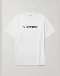 Burberry T-shirt in jersey di cotone con logo Bianco