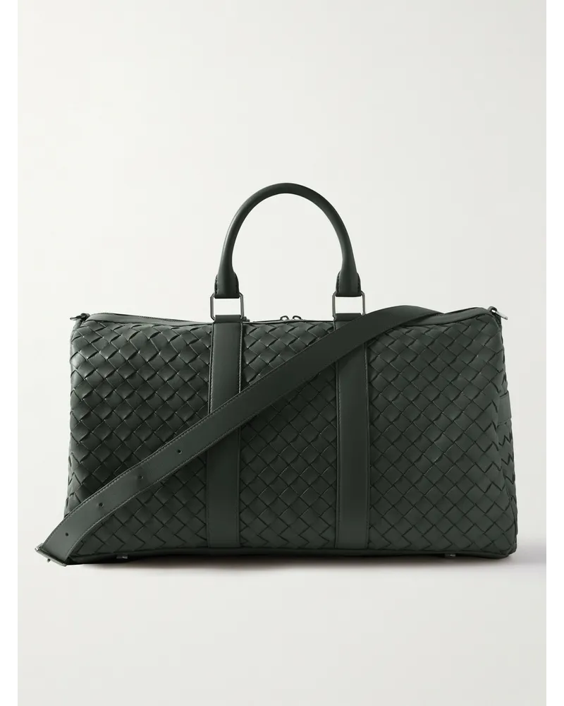 Bottega Veneta Borsone in pelle con motivo Intrecciato Verde