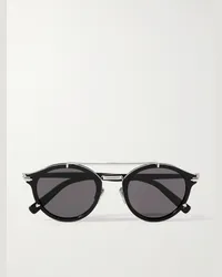 Dior Occhiali da sole in acetato e metallo argentato con montatura rotonda Blacksuit R7U Nero