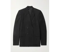 Balenciaga Blazer doppiopetto oversize in twill di lana Nero