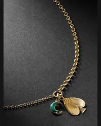 FOUNDRAE Collana in oro e pendente con malachite e diamante Spade Crescent Oro