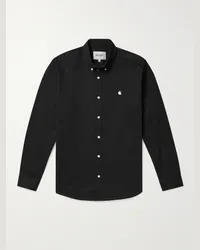 Carhartt WIP Camicia in twill di cotone con collo button-down e logo ricamato Madison Nero