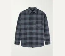 Logo-Print Checked Cotton-Flannel Shirt