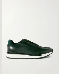 Berluti Sneakers in pelle pieno fiore Venezia Softy con finiture in camoscio Fast Track Verde