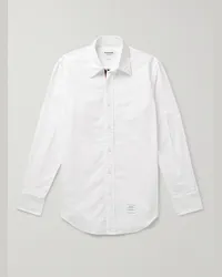 Thom Browne Camicia slim-fit in cotone Oxford con collo button-down e logo applicato Bianco