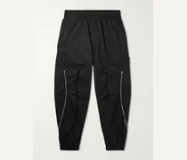 Pantaloni a gamba affusolata in twill di misto cotone con logo applicato e zip