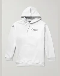 Balenciaga Felpa con cappuccio in jersey di cotone con logo stampato Bianco