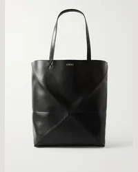 Loewe Tote bag grande in pelle a pannelli Puzzle Nero