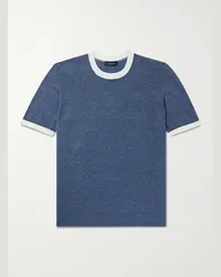 Thom Sweeney T-shirt in misto lino e cotone Blu