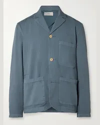 Folk Blazer in cotone a spina di pesce Blu