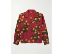 Camicia in cotone a righe con ricamo e colletto aperto Marigold Wreath