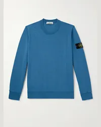 Stone Island Felpa in jersey di cotone con logo applicato Blu