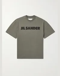 Jil Sander T-shirt in jersey di cotone con logo Verde