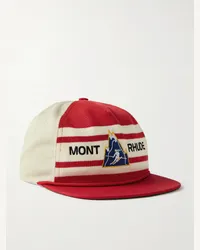 RHUDE Berretto da baseball in twill di cotone e maglia a righe con logo ricamato Mont Rosso