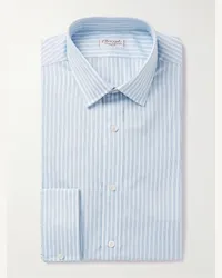 Charvet Camicia in popeline di cotone a righe Blu