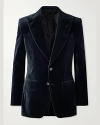 Tom Ford Blazer slim-fit in velluto di cotone Atticus Blu