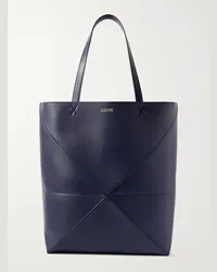 Loewe Tote bag grande in pelle a pannelli Puzzle Fold Blu