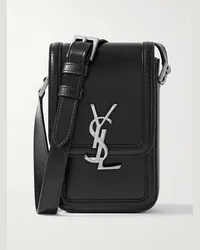 Saint Laurent Borsa a tracolla mini in pelle con logo Solferino Nero