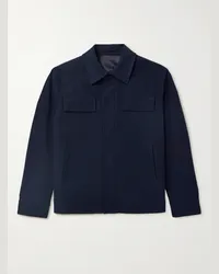 LARDINI Blouson in twill di cotone stretch spazzolato Blu