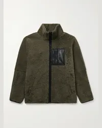 Yves Salomon Giacca reversibile in shell e shearling con finiture in pelle Verde