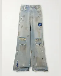 VETEMENTS Jeans a gamba larga a pannelli effetto consumato Blu