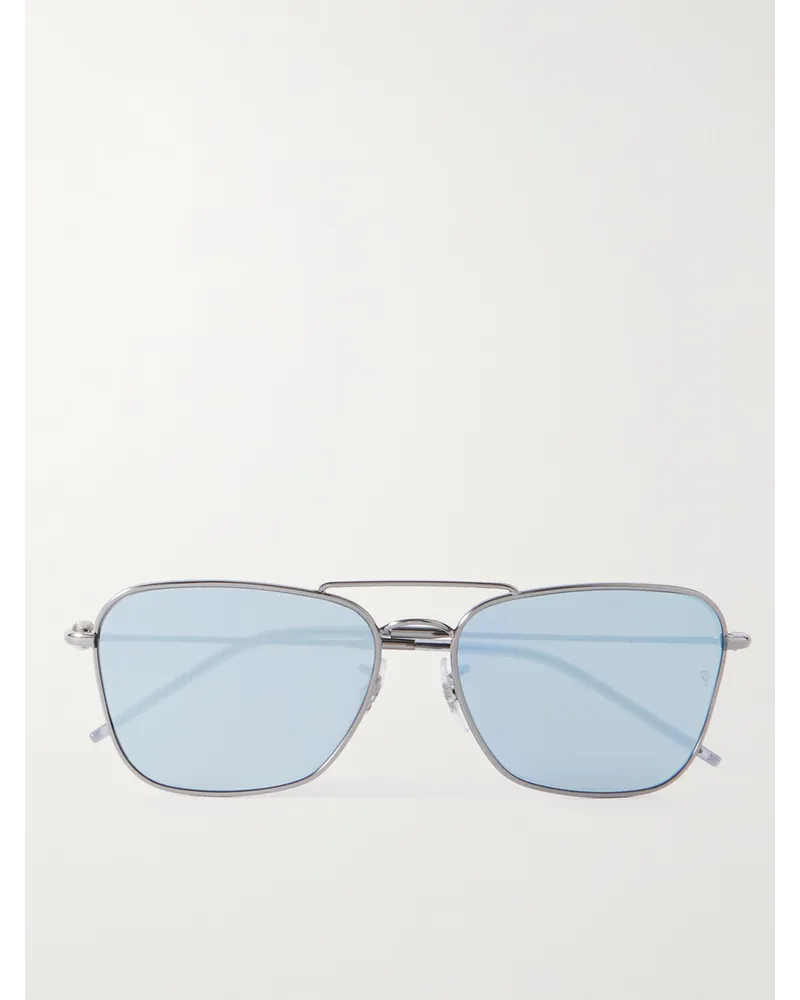 Ray Ban Occhiali da sole in metallo argentato con montatura quadrata Caravan Reverse Argento