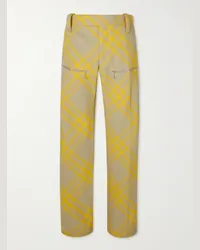 Burberry Pantaloni a gamba larga in twill di lana vergine a quadri Giallo