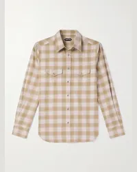 Tom Ford Camicia stile western in flanella di cotone a quadri Neutri