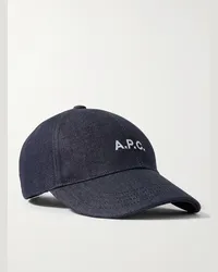 A.P.C. Berretto da baseball in denim con logo ricamato Charlie Blu