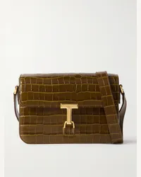 Tom Ford Borsa a tracolla in pelle effetto coccodrillo Monarch Marrone