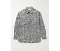 Oversized Leopard-Print Nylon Shirt Jacket