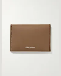 Acne Studios Portacarte pieghevole in pelle con logo Marrone