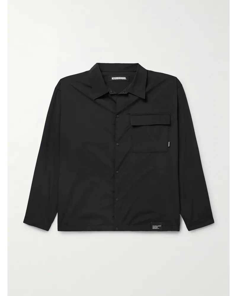 Neighborhood Overshirt in shell con logo Nero