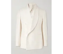 Shawl-Collar Double-Breasted Silk Tuxedo Jacket