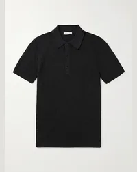 Valentino Garavani Polo in misto cotone con logo jacquard Toile Iconograph Nero