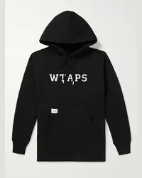 WTAPS Felpa in jersey di cotone con cappuccio e logo applicato Nero