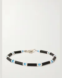 Peyote Bird Bracciale in argento con turchese e onice Brendan Blu