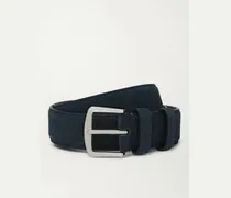 Cintura in camoscio blu notte, 3,5 cm